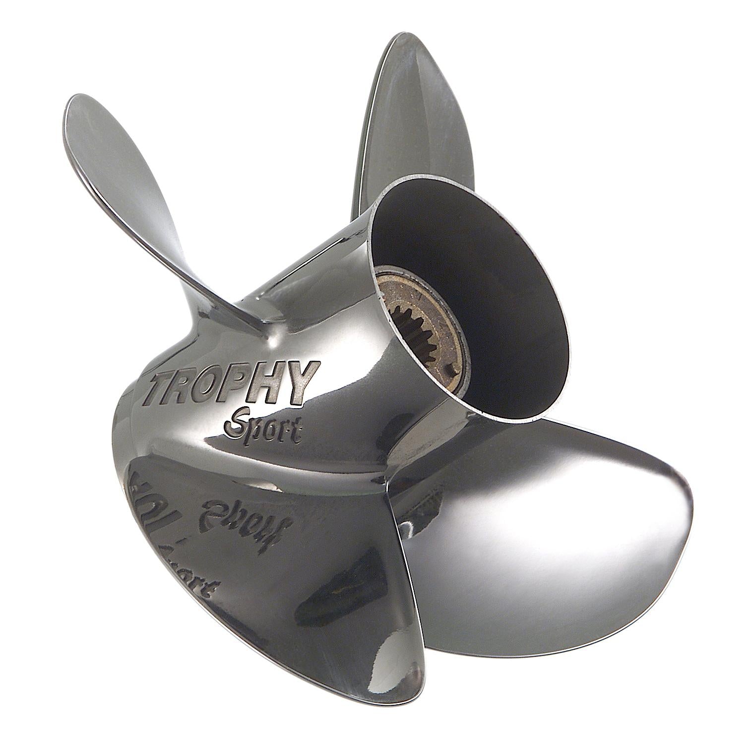 Mercury Trophy Sport 4-Blade Stainless Steel Propeller, 10.625” Diameter x 13” Pitch, Right Hand Rotation