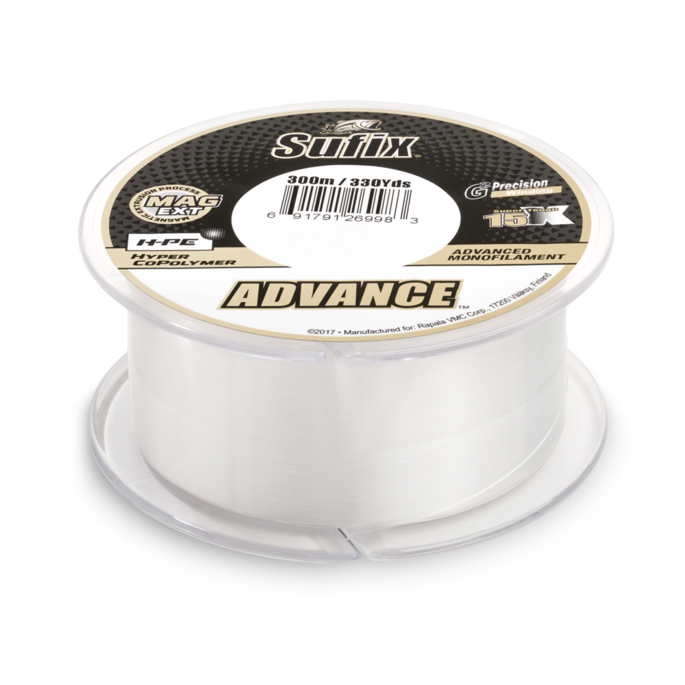 Fil monofilament Sufix Advance transparent, bobine de 20 lb et 1 200 verges