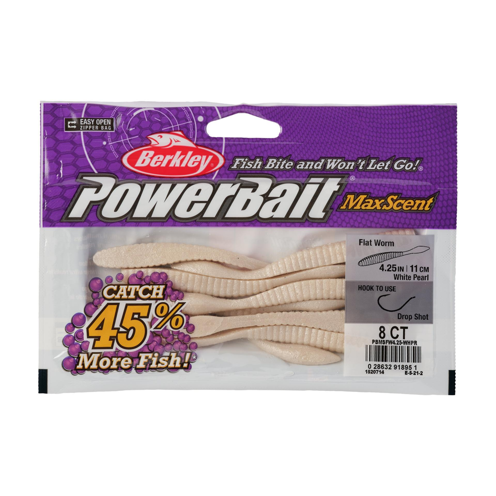 Berkley PowerBait Maxscent Flat Worm Blanc Perle 