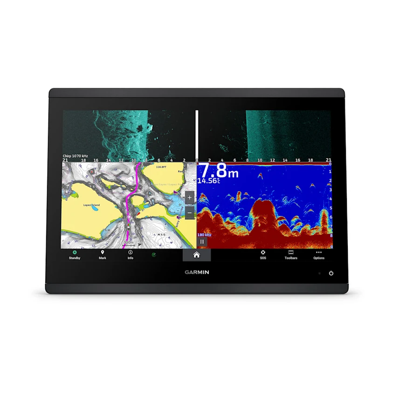 Garmin GPSMAP 1623xsv 16" SideVü, ClearVü et sondeur CHIRP traditionnel avec carte de base mondiale