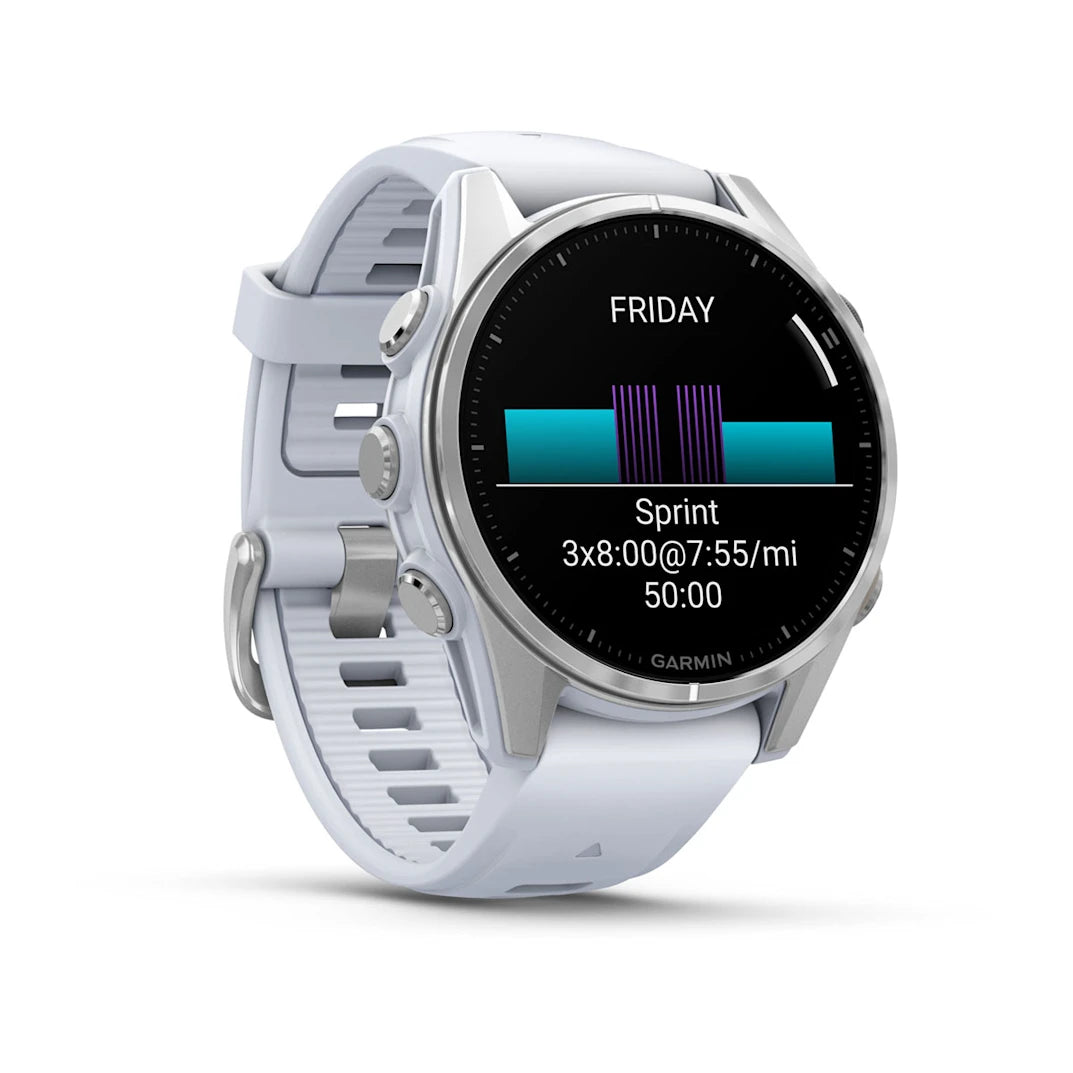 Garmin fēnix 8 – 43 mm AMOLED Silver with Whitestone Silicone Band