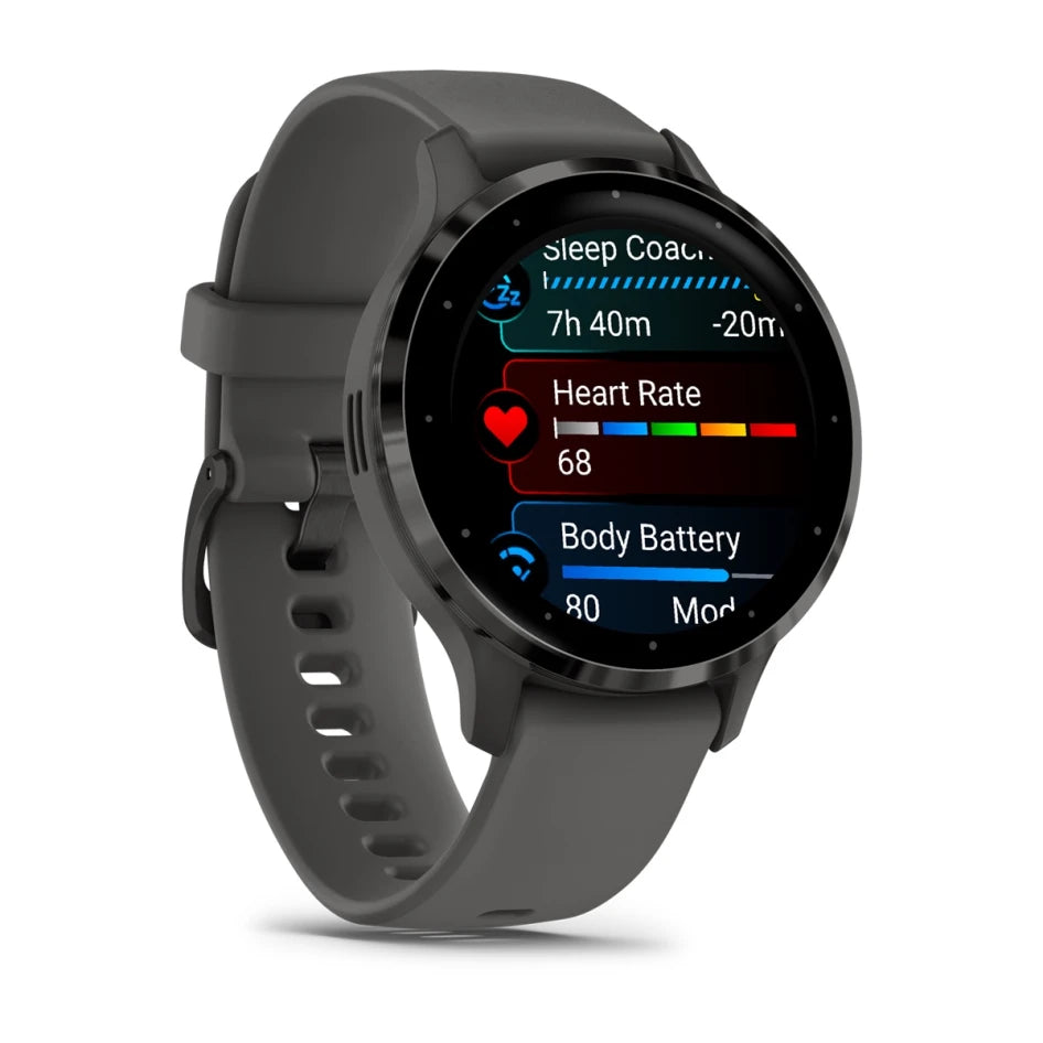 Garmin Venu 3S Slate Stainless Steel Bezel with Pebble Gray Case and Silicone Band Smartwatch