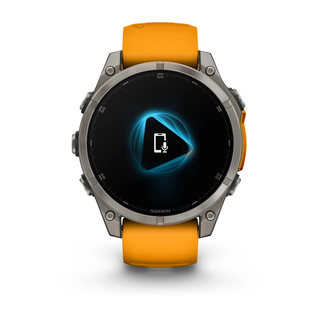 Garmin fēnix 8 – 47 mm AMOLED Sapphire Titanium with Spark Orange / Graphite Silicone Band