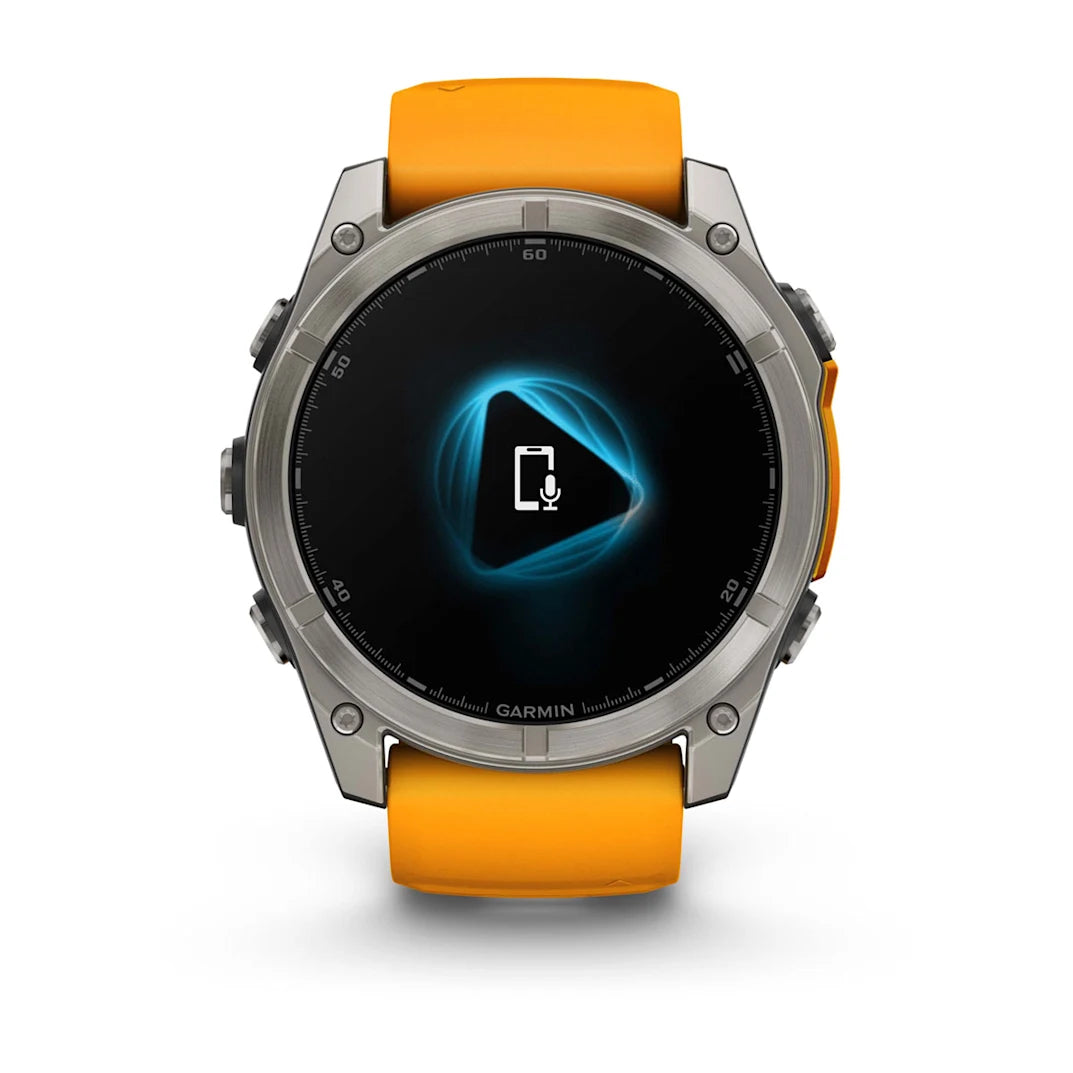 Garmin fēnix 8 – 51 mm AMOLED Sapphire Titanium with Spark Orange / Graphite Silicone Band