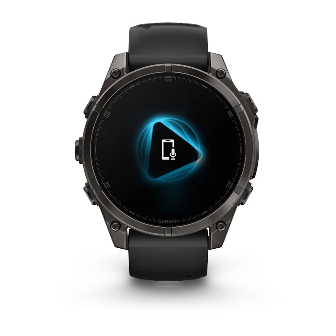 Garmin fēnix 8 – 47 mm AMOLED Sapphire Carbon Gray DLC Titanium with Black / Pebble Gray Silicone Band