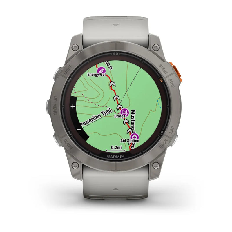 Garmin fēnix 7X Pro – Sapphire Solar Edition Titanium with Fog Gray/Ember Orange Band