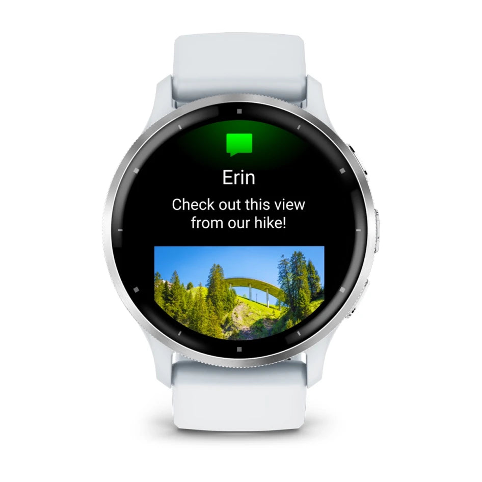 Garmin Venu 3 Silver Stainless Steel Bezel with Whitestone Case and Silicone Band Smartwatch