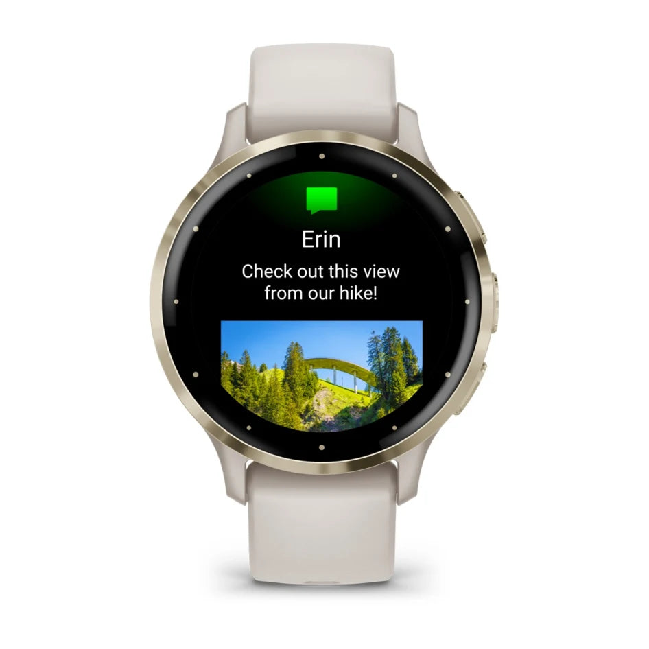 Garmin Venu 3S Soft Gold Stainless Steel Bezel with Ivory Case and Silicone Band Smartwatch