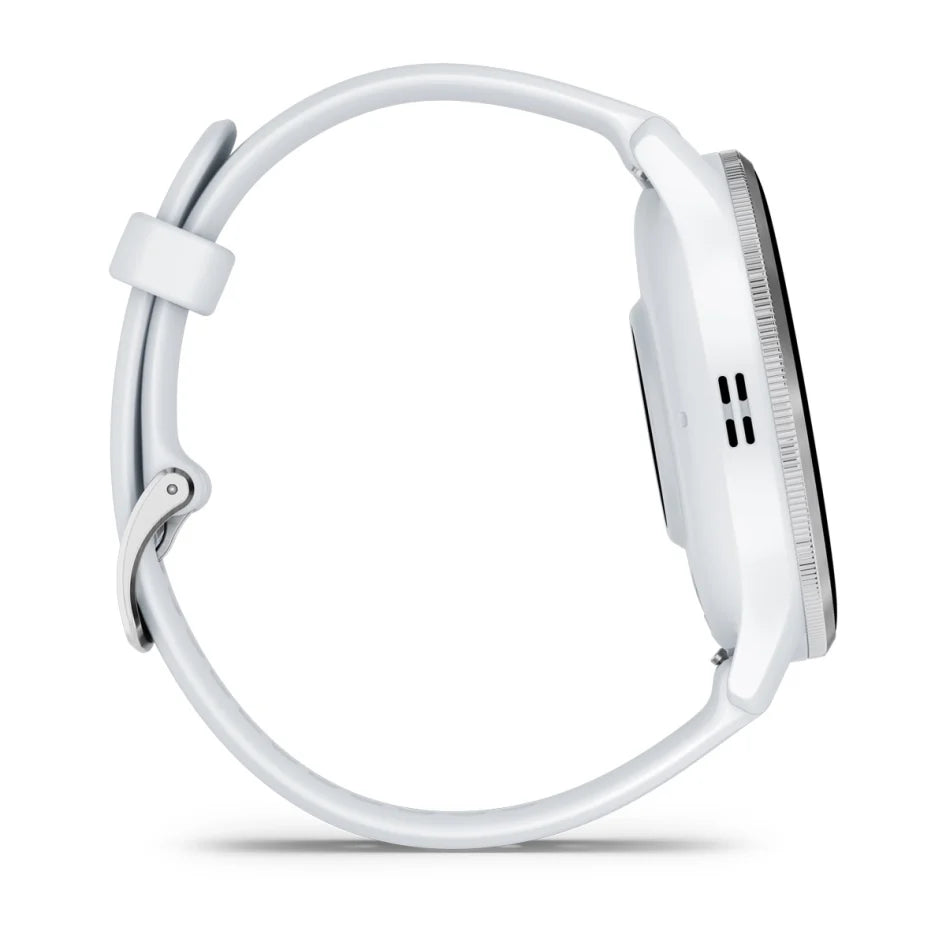 Garmin Venu 3 Silver Stainless Steel Bezel with Whitestone Case and Silicone Band Smartwatch