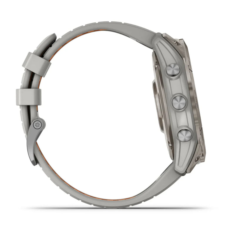 Garmin fēnix 7X Pro – Sapphire Solar Edition Titanium with Fog Gray/Ember Orange Band