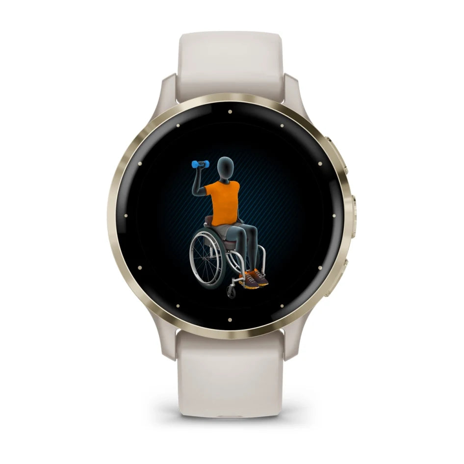 Garmin Venu 3S Soft Gold Stainless Steel Bezel with Ivory Case and Silicone Band Smartwatch