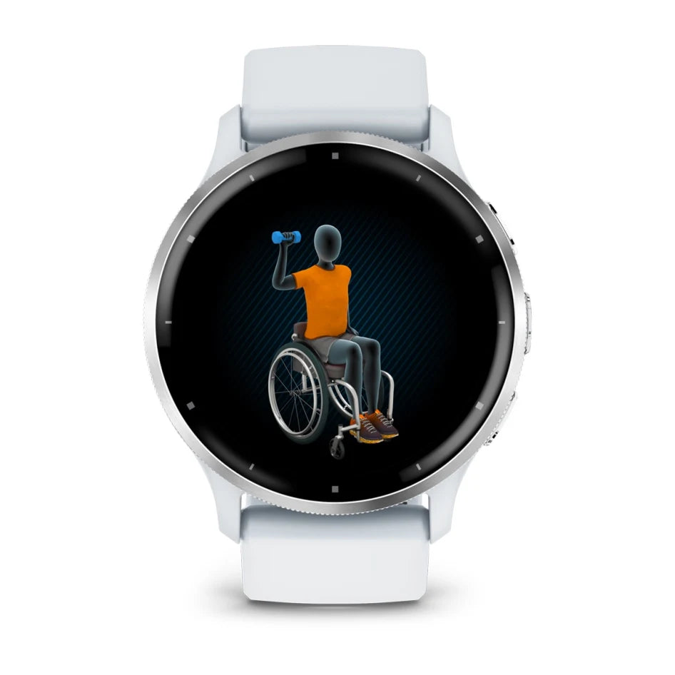 Garmin Venu 3 Silver Stainless Steel Bezel with Whitestone Case and Silicone Band Smartwatch