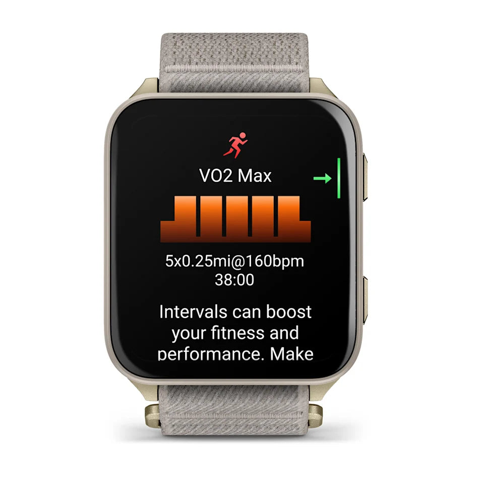 Garmin Venu X1 Soft Gold with Titanium Caseback and French Gray Nylon Band Smartwatch