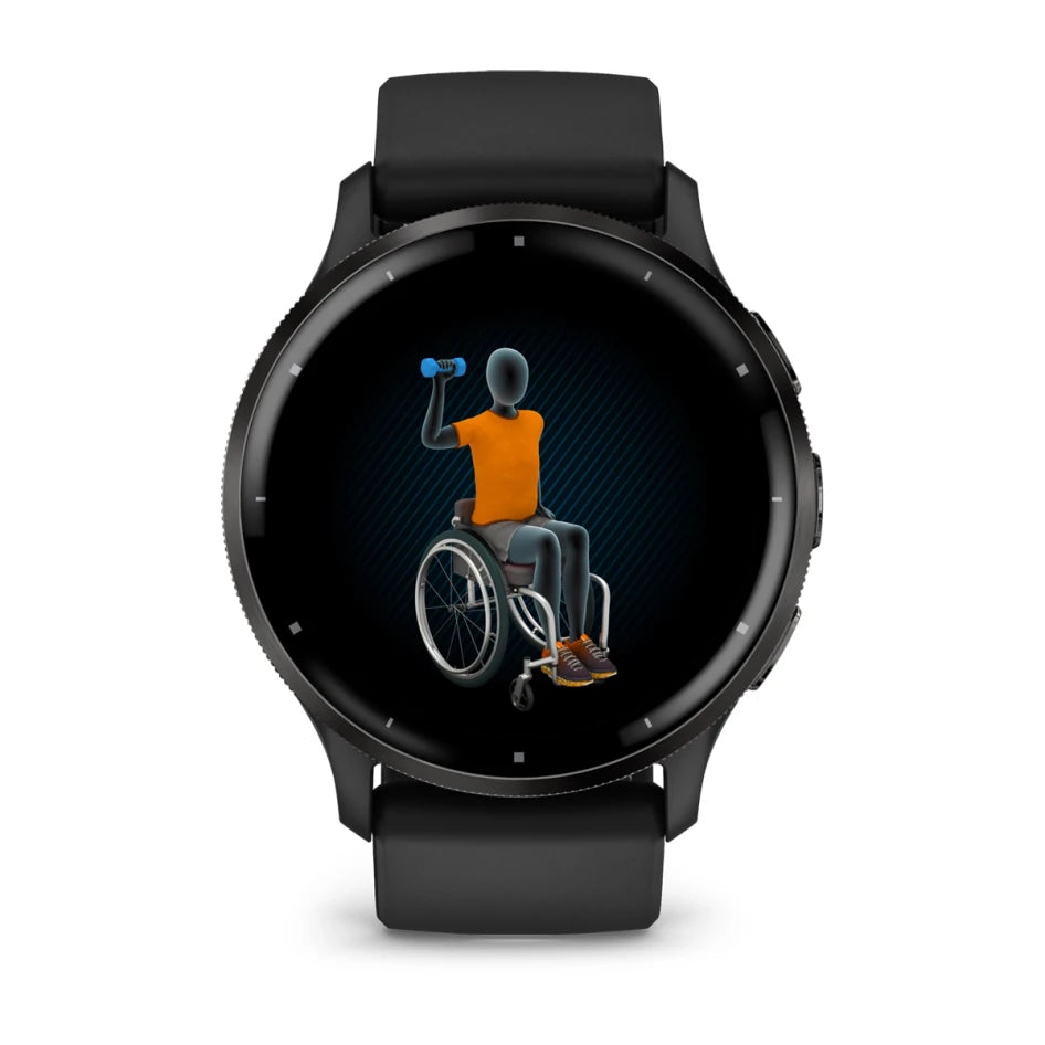 Garmin Venu 3 Slate Stainless Steel Bezel with Black Case and Silicone Band Smartwatch