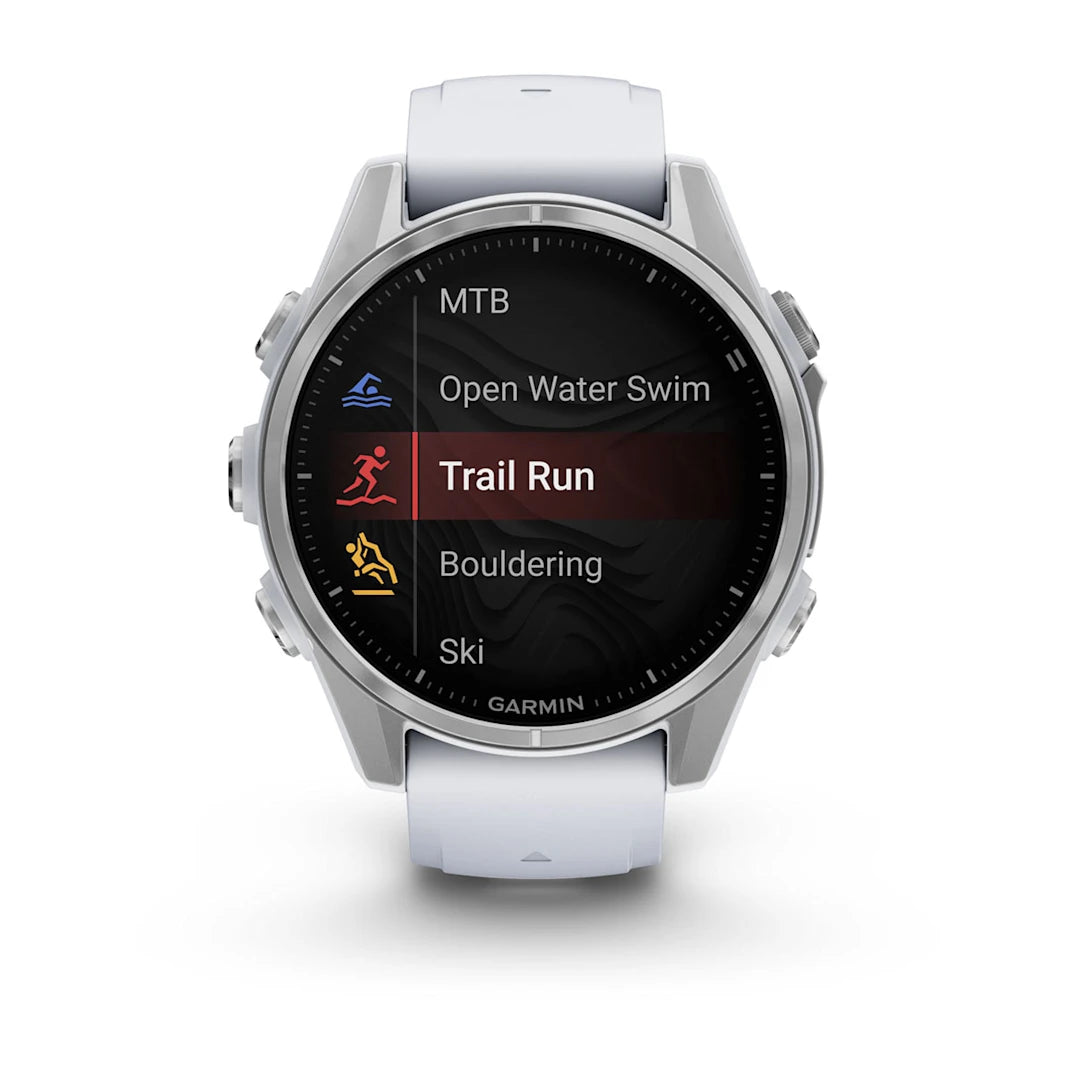 Garmin fēnix 8 – 43 mm AMOLED Silver with Whitestone Silicone Band