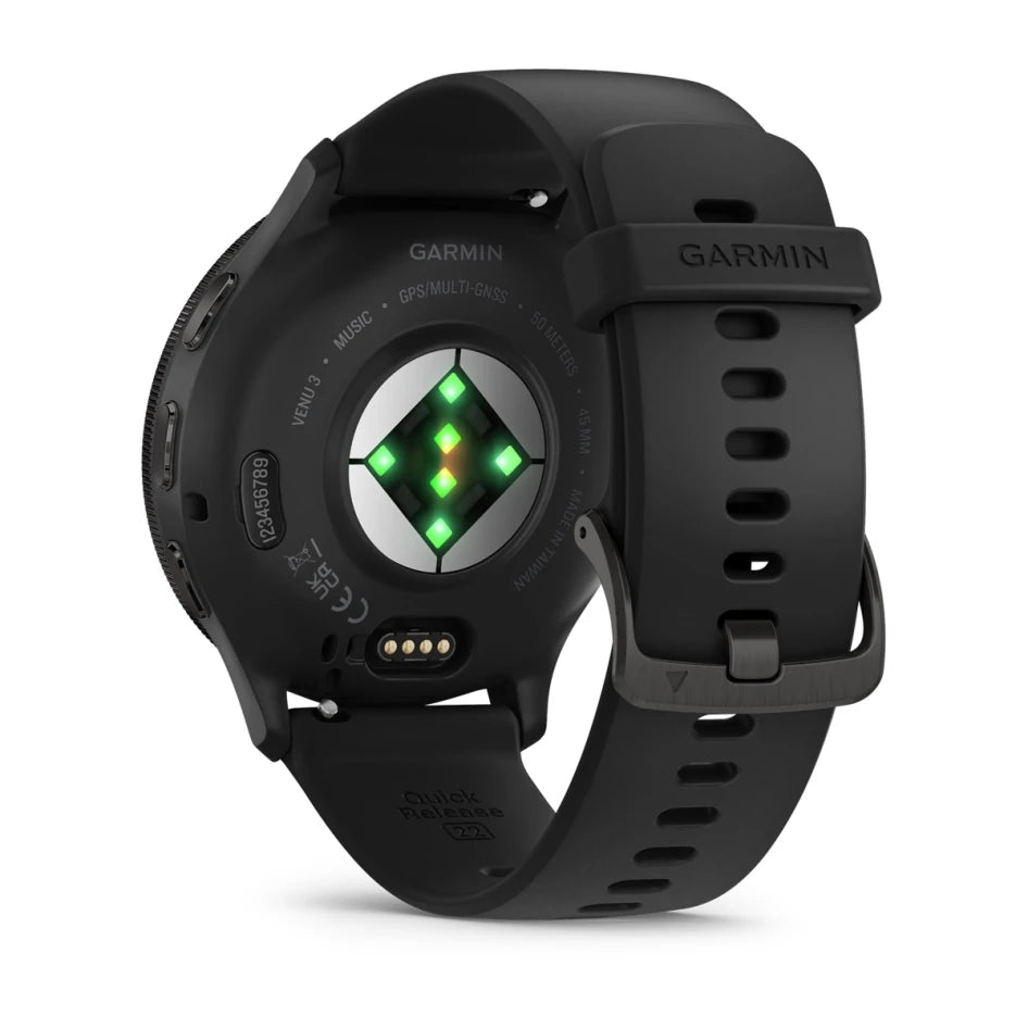 Garmin Venu 3 Slate Stainless Steel Bezel with Black Case and Silicone Band Smartwatch