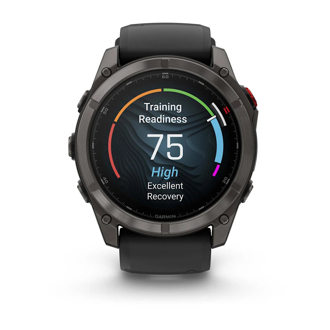 Garmin fēnix 8 Pro 51 mm AMOLED Sapphire Carbon Gray DLC Titanium with Black / Pebble Gray Silicone Band