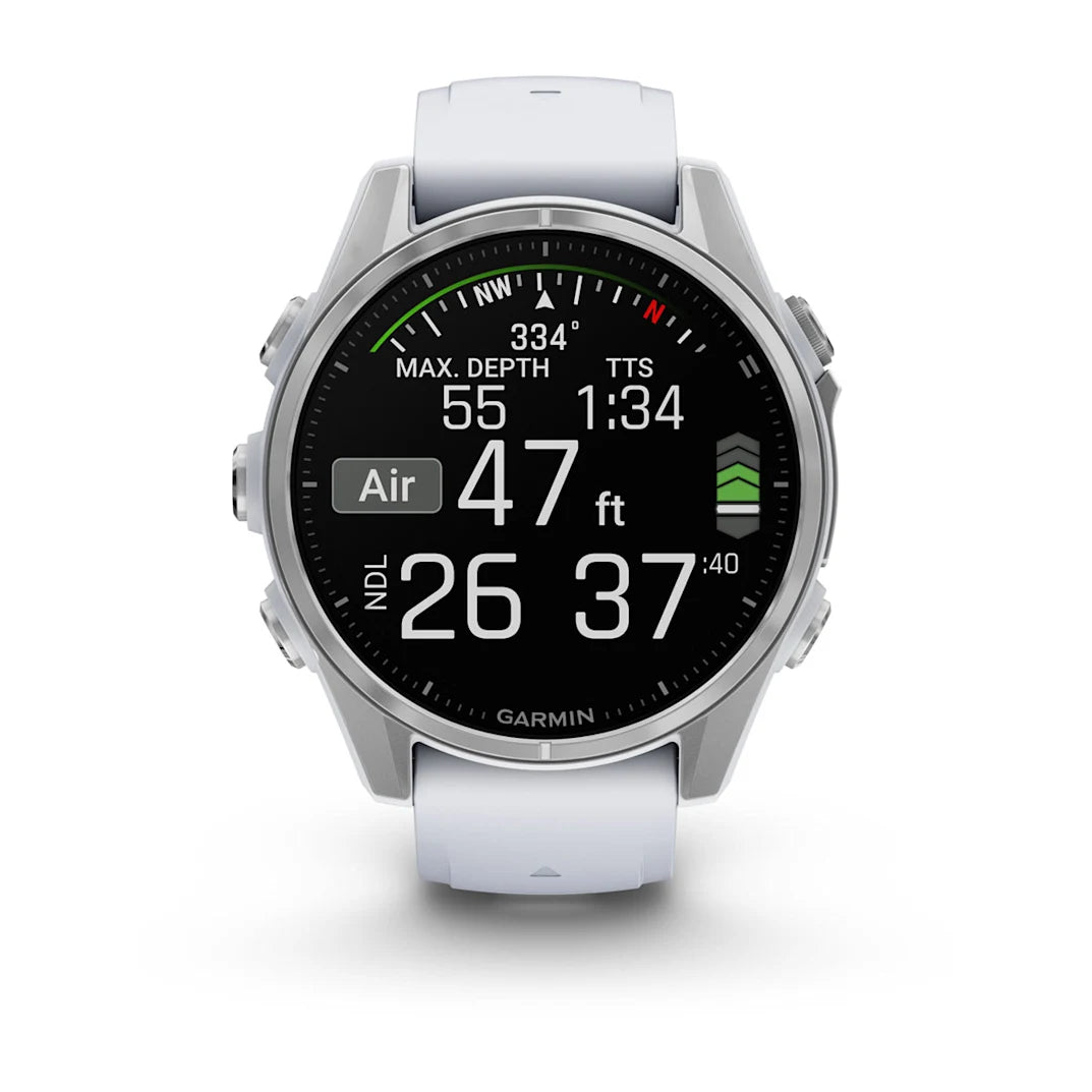 Garmin fēnix 8 – 43 mm AMOLED Silver with Whitestone Silicone Band