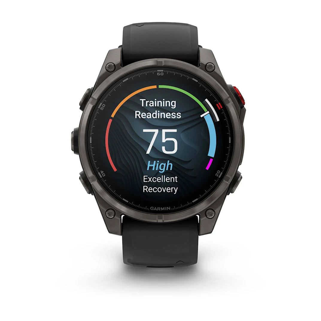 Garmin fēnix 8 Pro 47 mm AMOLED Sapphire Carbon Gray DLC Titanium with Black / Pebble Gray Silicone Band