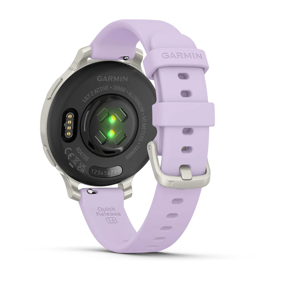 Garmin Lily 2 Active Silver with Purple Jasmine Silicone Band Smartwatch