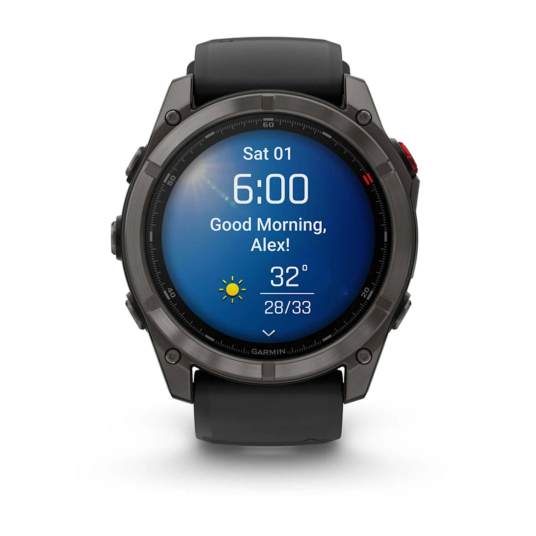 Garmin fēnix 8 Pro 51 mm AMOLED Sapphire Carbon Gray DLC Titanium with Black / Pebble Gray Silicone Band