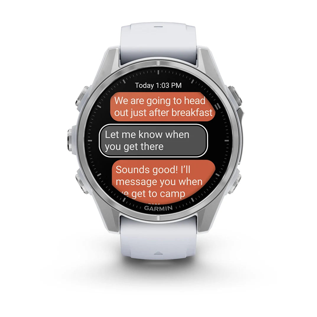 Garmin fēnix 8 – 43 mm AMOLED Silver with Whitestone Silicone Band