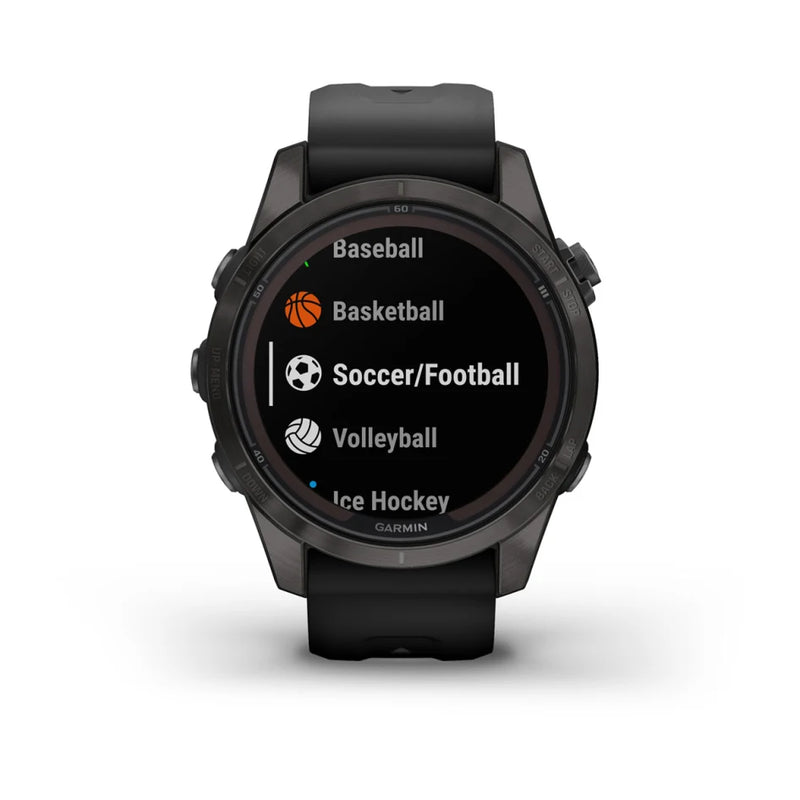 Garmin fēnix 7S Pro – Sapphire Solar Edition Carbon Gray DLC Titanium with Black Band