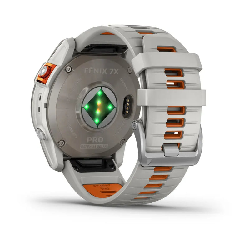 Garmin fēnix 7X Pro – Sapphire Solar Edition Titanium with Fog Gray/Ember Orange Band