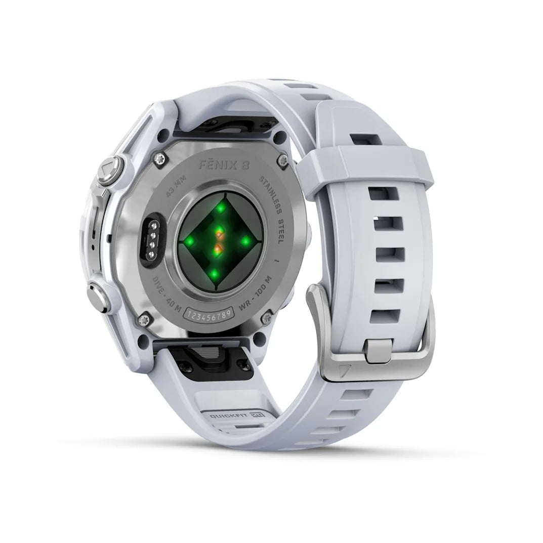 Garmin fēnix 8 – 43 mm AMOLED Silver with Whitestone Silicone Band