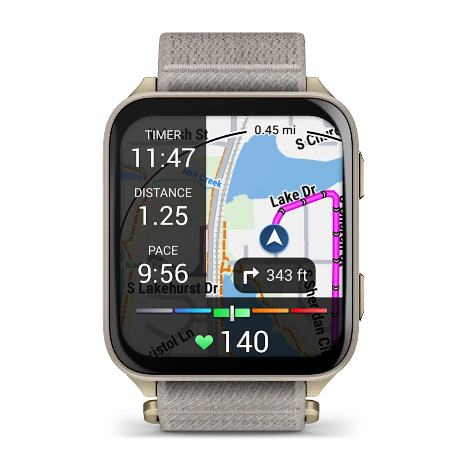 Garmin Venu X1 Soft Gold with Titanium Caseback and French Gray Nylon Band Smartwatch