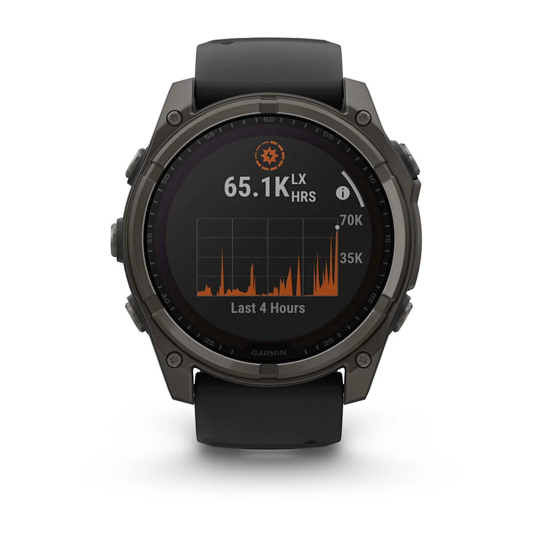 Garmin fēnix 8 – 51 mm Solar Sapphire Carbon Gray DLC Titanium with Black / Pebble Gray Silicone Band