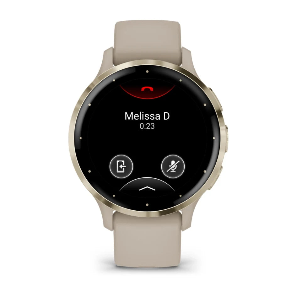 Montre connectée Garmin Venu 3S à lunette en acier inoxydable or pâle avec boîtier gris français et bracelet en silicone