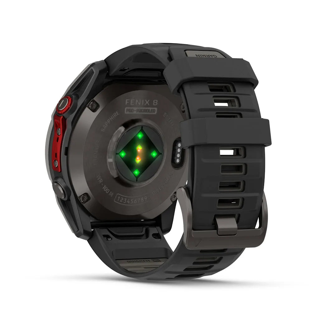 Garmin fēnix 8 Pro 51 mm MicroLED Sapphire Carbon Gray DLC Titanium with Black/Pebble Gray Silicone Band
