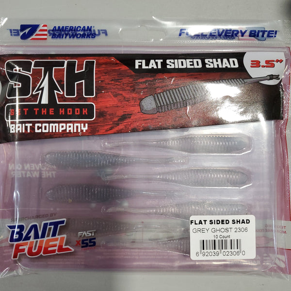 Set The Hook Flat Sided Shad 10 Pk With Bait Fuel