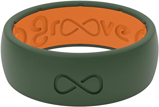 Bague en silicone Groove Life, couleur unie, vert mousse/orange, pour homme, taille 12