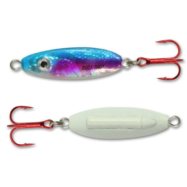 BUCK SHOT RATTLE SPOON GLOW RAINBOW 3/8 OZ.