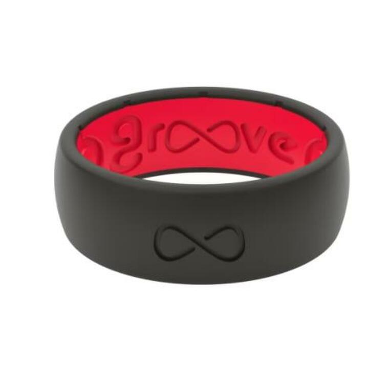 Groove Life Silicone Ring Solid Black/Red Mens Size 11