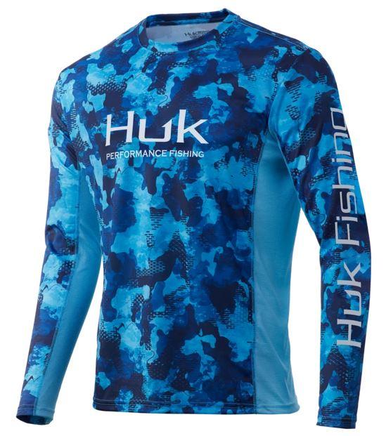 HUK ICON X REFRACTION CAMO LS TEE