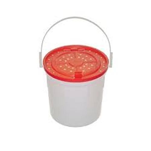 MINNOW BUCKET - WHITE W RED LID