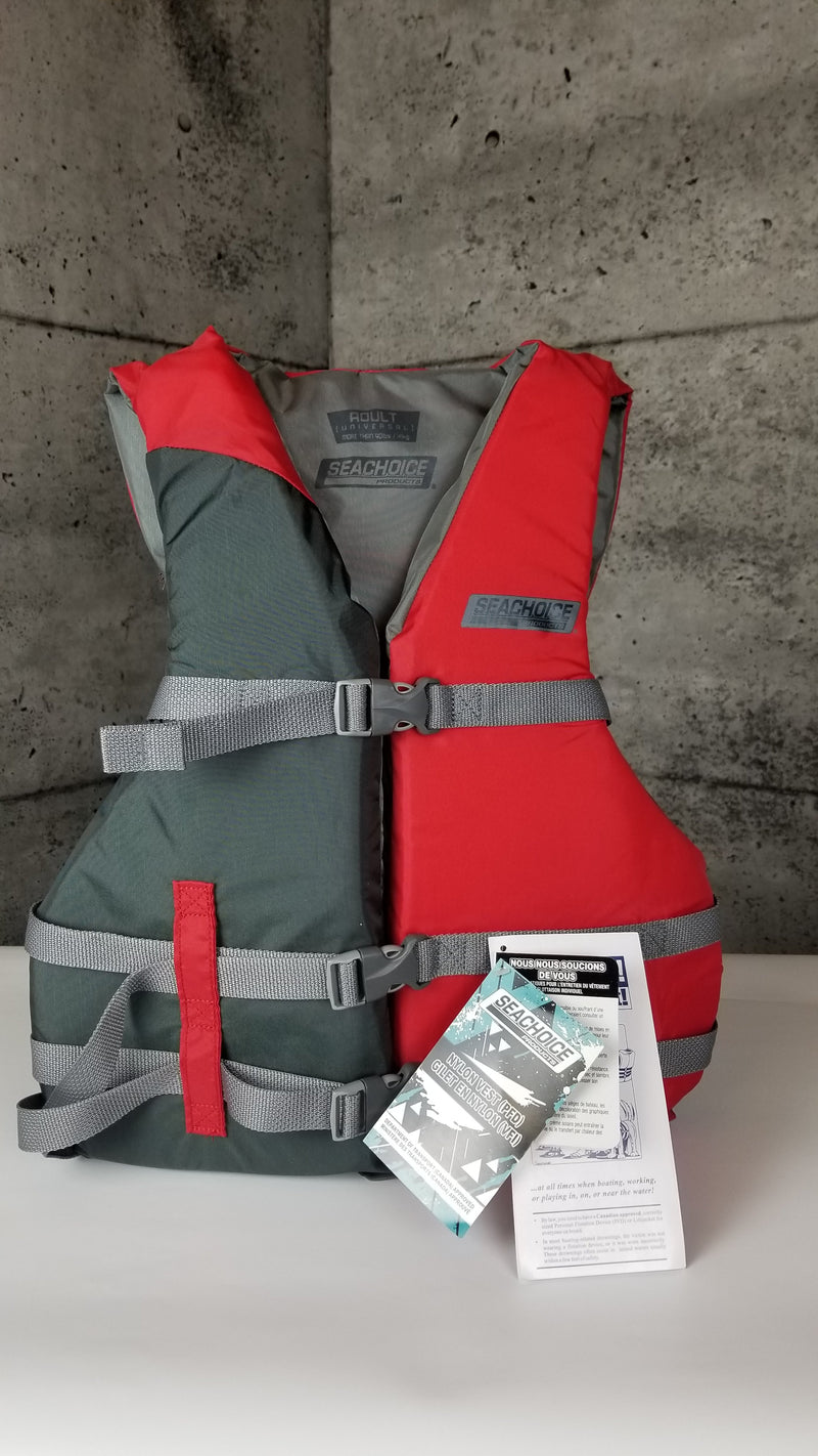 SEACHOICE - LIFE JACKET - NYLON VEST (PFD) - RED/BLK