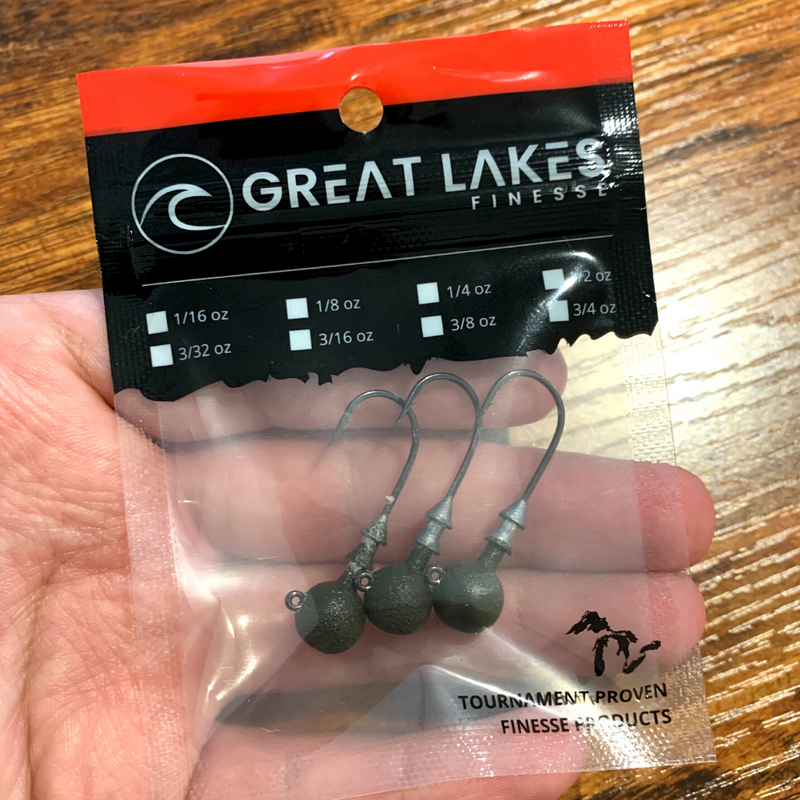 Great Lakes Finesse Stealth Ball Jig Head Matte Brown / 1/16oz. 1/0