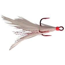 MUSTAD - DRESSED TREBLE HOOK - WHT FEATHER- 2PK