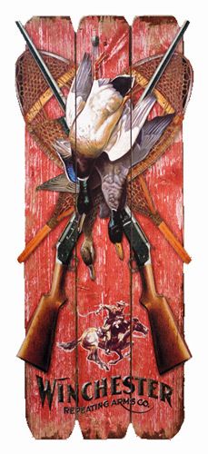 RIVERS EDGE - ROCKIN' W BRAND - WINCHESTER - "WELCOME TO THE LODGE" - WOOD SIGN - 34" X 14"