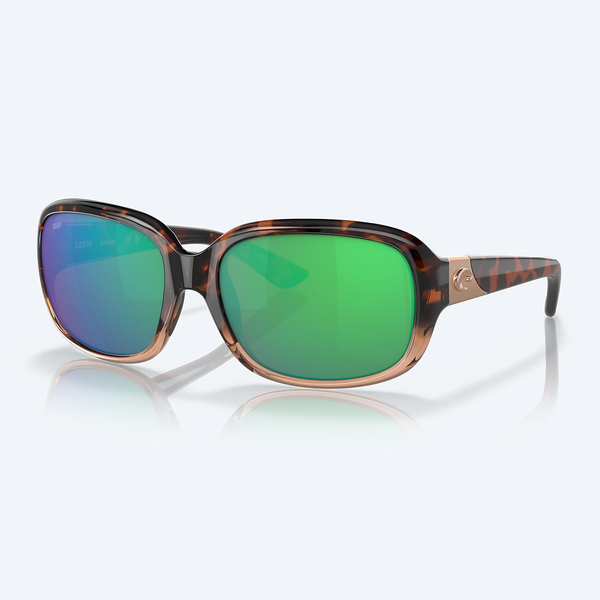 Costa Gannet Sunglasses Shiny Tortoise Fade/Green Mirror 580P