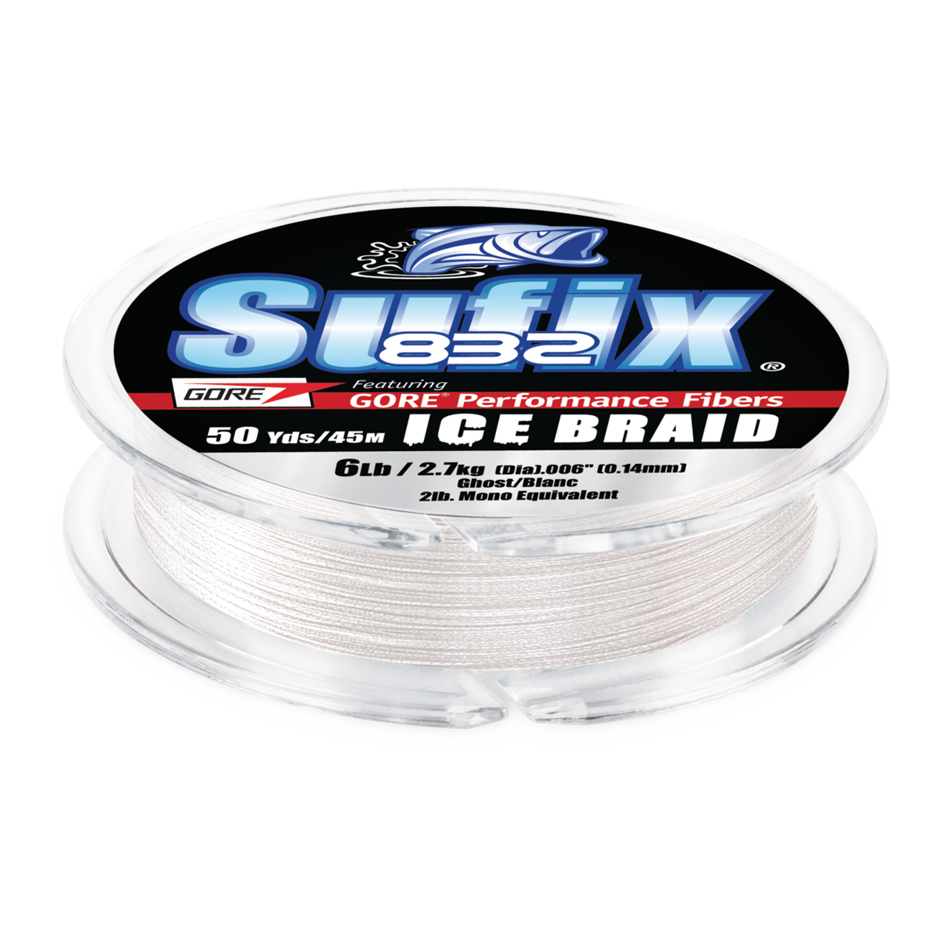 Sufix 832 Ice Braid Fishing Lure, Ghost, 6-Pound