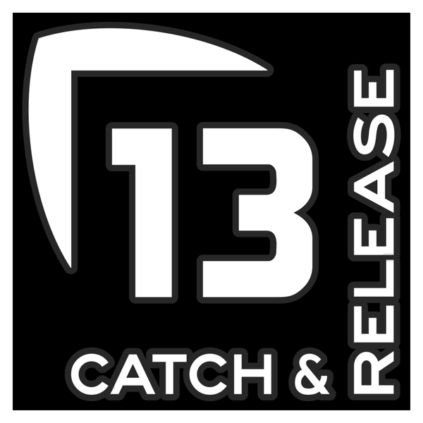 13 Fishing Catch And Release Vinyl Decal - White